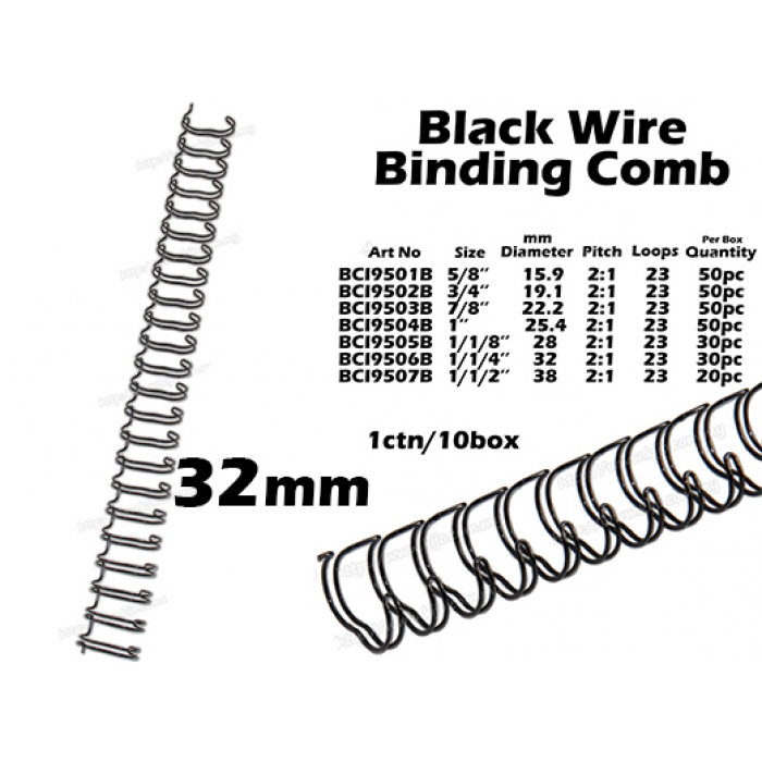 9506B 32mm Black Wire Binding Comb